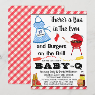 Uitnodiging voor babyborrel voor jongen met BBQ