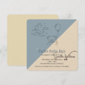 Uitnodiging voor babyborrel voor jongen | Moderne (Voorkant / Achterkant)