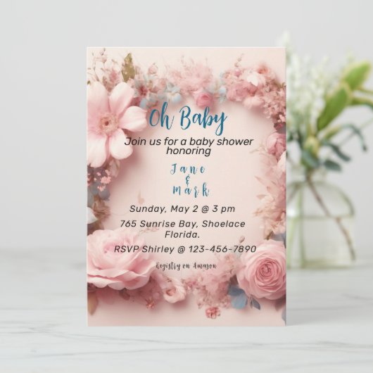 Uitnodiging voor babyfeest (Staand voorkant)