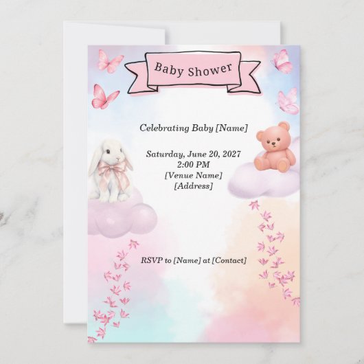 Uitnodiging voor babyfeest (Voorkant)