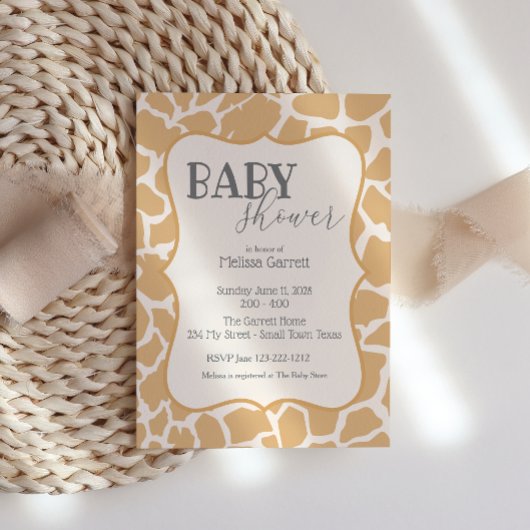 Uitnodiging voor babyfeest | Baby Giraffe Tan