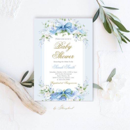 Uitnodiging voor babyfeest Hydrangea