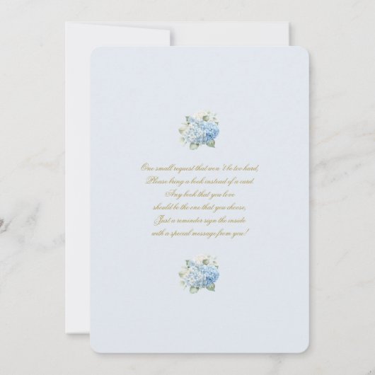 Uitnodiging voor babyfeest Hydrangea (Achterkant)