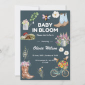 Uitnodiging voor babyfeest in bloementuin (Voorkant)