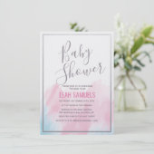 Uitnodiging voor babyfeest in pastel waterverf (Staand voorkant)