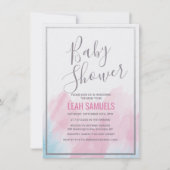 Uitnodiging voor babyfeest in pastel waterverf (Voorkant)