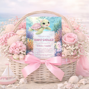 Uitnodiging voor babyfeest onder de zeeschildpad m