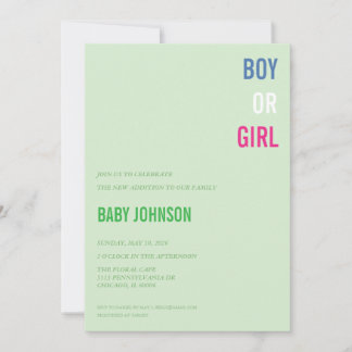 Uitnodiging voor babyfeest voor jongen of meisje