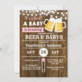 Uitnodiging voor babyfeest voor koppels met bier e (Voorkant)