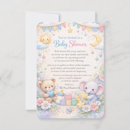 Uitnodiging voor babyfeestje (Voorkant)