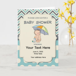 Uitnodiging voor babyfeestje blauw geel