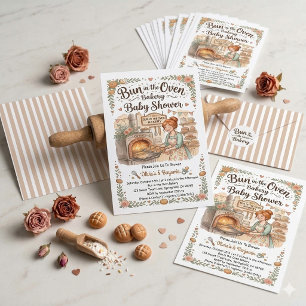 Uitnodiging voor babyfeestje 'Broodje in de oven'-
