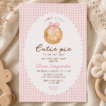 Uitnodiging voor babyfeestje 'Cutie Pie' met roze