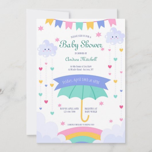 Uitnodiging voor babyfeestje Handgetekend (Voorkant)