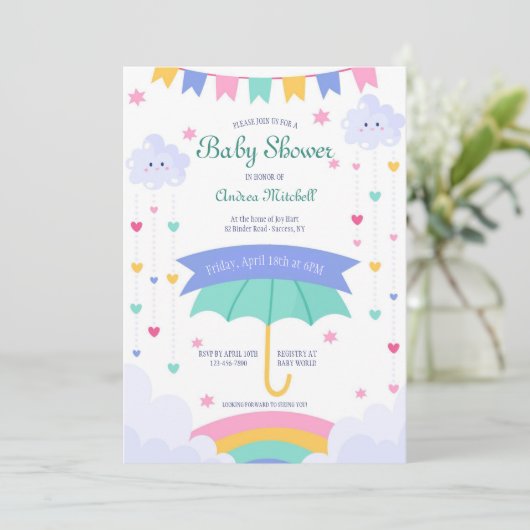 Uitnodiging voor babyfeestje Handgetekend (Staand voorkant)