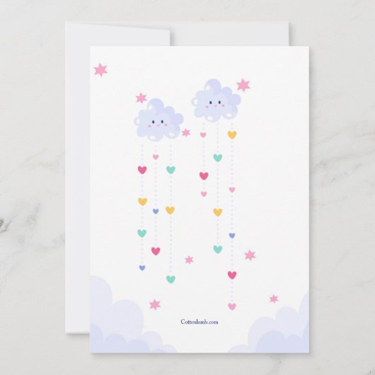 Uitnodiging voor babyfeestje Handgetekend (Achterkant)