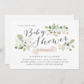 Uitnodiging voor babyfeestje 'Meadow Blooms' (Voorkant / Achterkant)