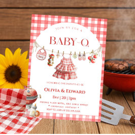 Uitnodiging voor babyfeestje met BBQ in de achtert