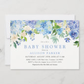 Uitnodiging voor babyfeestje met blauwe aquarel bl (Voorkant)