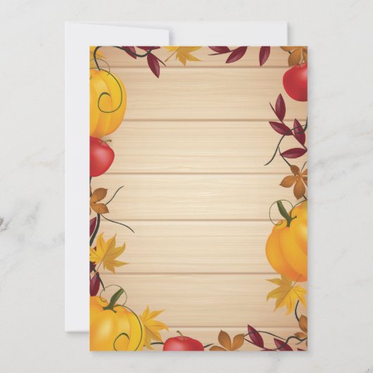 Uitnodiging voor babyfeestje met herfstthema en po (Achterkant)