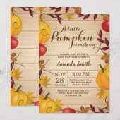 Uitnodiging voor babyfeestje met herfstthema en po (Voorkant / Achterkant)