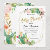 Uitnodiging voor babyfeestje met sappige geometris (Voorkant / Achterkant)