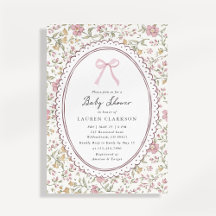 Uitnodiging voor babyfeestje met vintage bloemen e