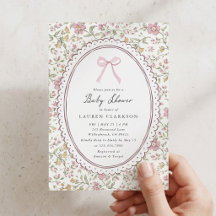 Uitnodiging voor babyfeestje met vintage bloemen e