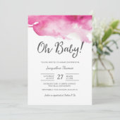 Uitnodiging voor babyfeestje | Oh Baby Roze (Staand voorkant)