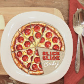 Uitnodiging voor babyfeestje 'Pizza Neutral Slice