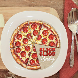 Uitnodiging voor babyfeestje 'Pizza Neutral Slice 