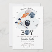 Uitnodiging voor babyfeestje voor astronaut jonget (Voorkant)