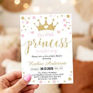Uitnodiging voor babyfeestje voor kleine prinses m