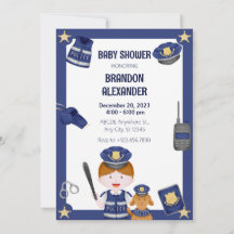 Uitnodiging voor babyfeestje voor politie jongetje