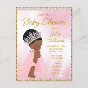 Uitnodiging voor babyfeestje Zwarte Prinses 
