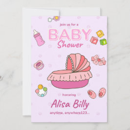 uitnodiging voor babymeisjesfeest, roze