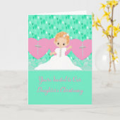 Uitnodiging voor baby's Christening Pink & Green (Gele Bloem)