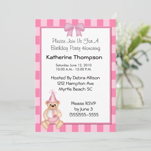 Uitnodiging voor baby's verjaardag (Staand voorkant)