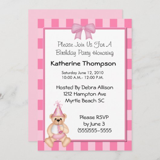 Uitnodiging voor baby's verjaardag (Voorkant / Achterkant)