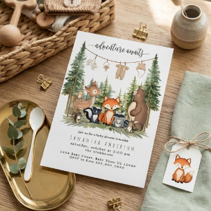 Uitnodiging voor babyshower: Avontuur met bosdiere