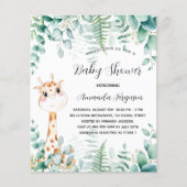 Uitnodiging voor babyshower giraffe eucalyptus bud flyer (Voorkant)