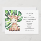 Uitnodiging voor babyshower Giraffe safari (Voorkant)