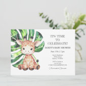 Uitnodiging voor babyshower Giraffe safari (Staand voorkant)