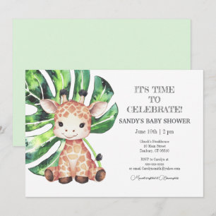 Uitnodiging voor babyshower Giraffe safari