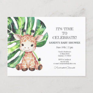 Uitnodiging voor babyshower Giraffe safari