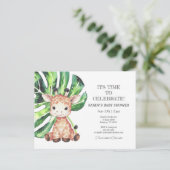 Uitnodiging voor babyshower Giraffe safari (Staand voorkant)