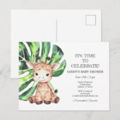 Uitnodiging voor babyshower Giraffe safari (Voorkant / Achterkant)