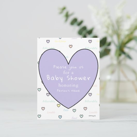 Uitnodiging voor babyshower HAMbyWG ansichtkaart (Staand voorkant)