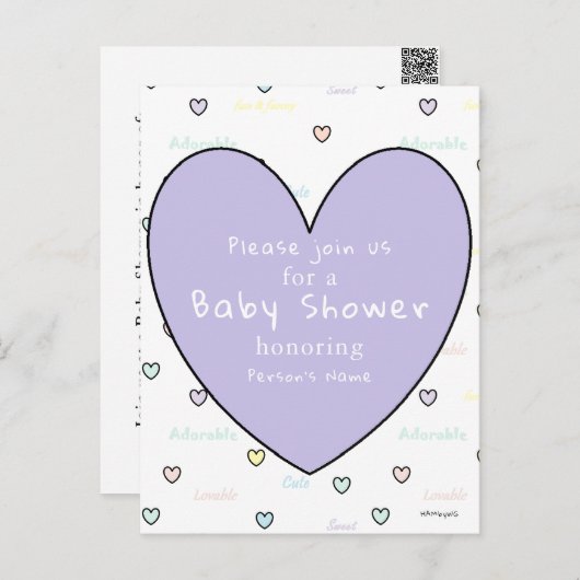 Uitnodiging voor babyshower HAMbyWG ansichtkaart (Voorkant / Achterkant)