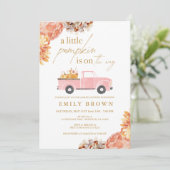 Uitnodiging voor babyshower: Herfst Kleine Pompoen (Staand voorkant)